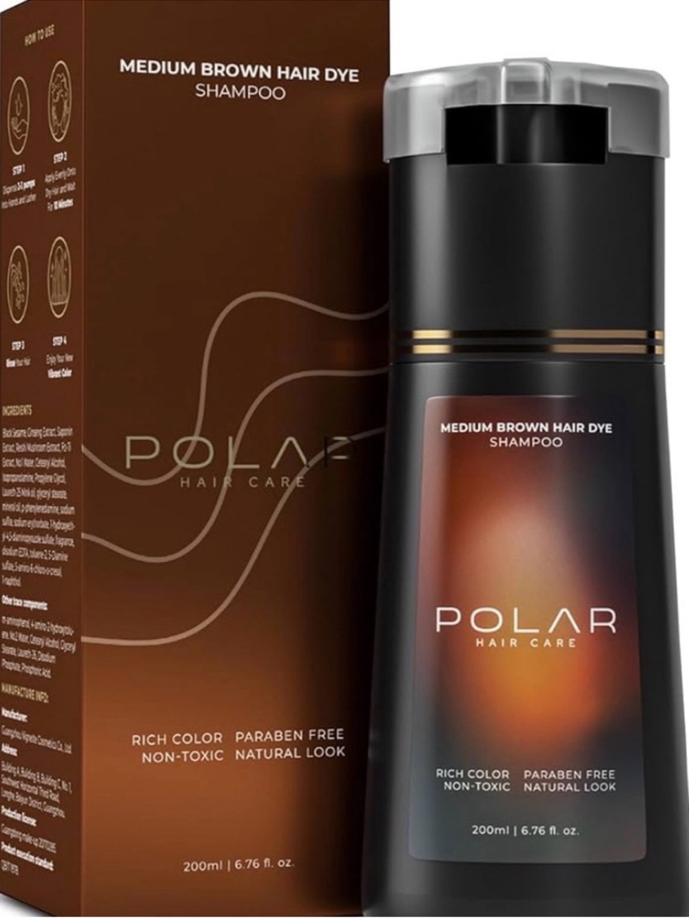 Polar hair care - Medium Brown Hair Dye Shampoo – NWT original packaging